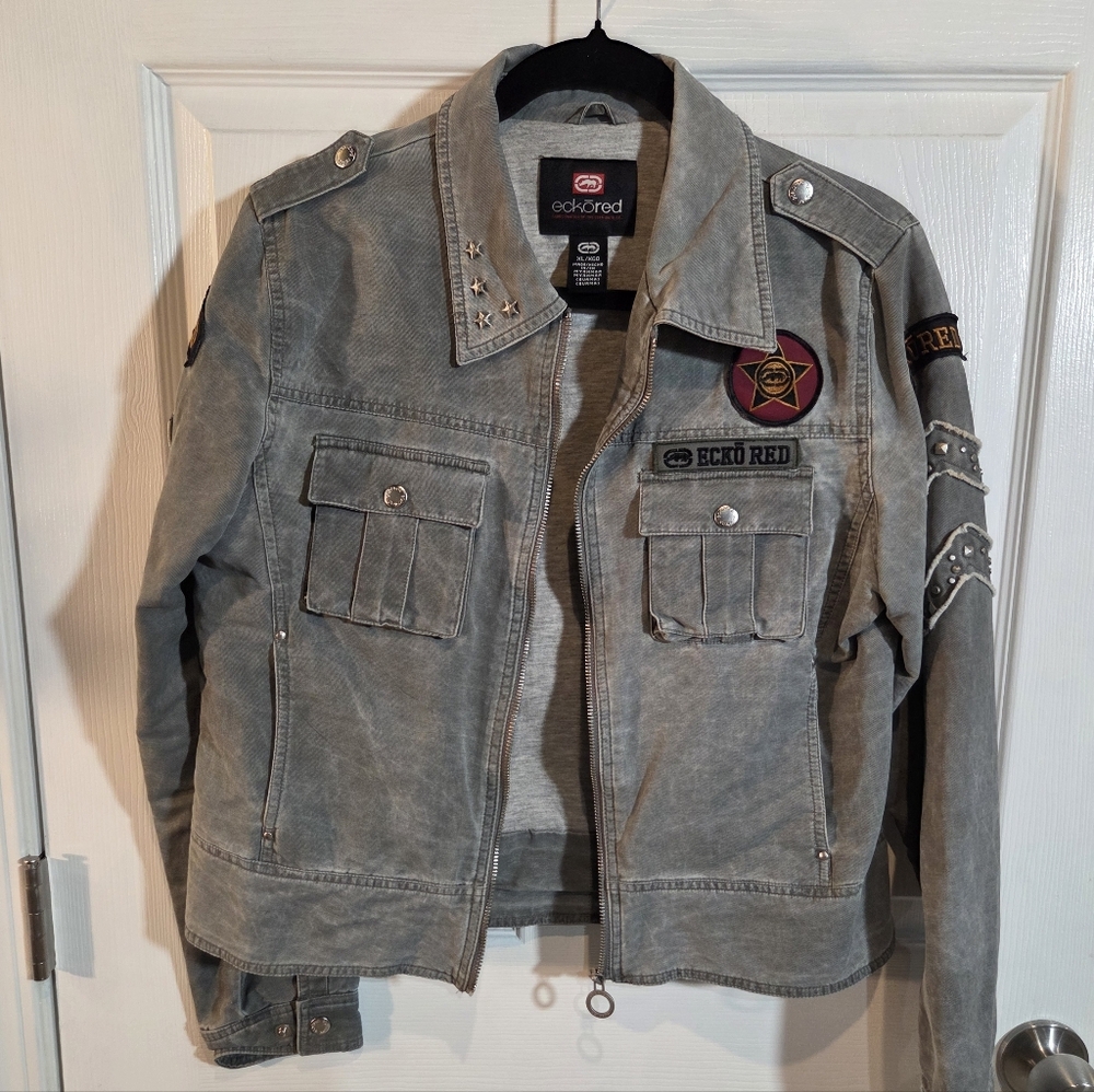 EckoRed Unlimited Gray Jacket with Patches